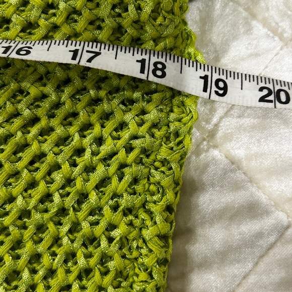 🎉H P 🎉 VTG  Ruby  Rd Petite Sweater with Fringe Lime/Navy/White PM - Picture 4 of 8